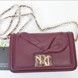 Badgley Mischka Purple Quilted Crossbody Bag with Gold Accents
